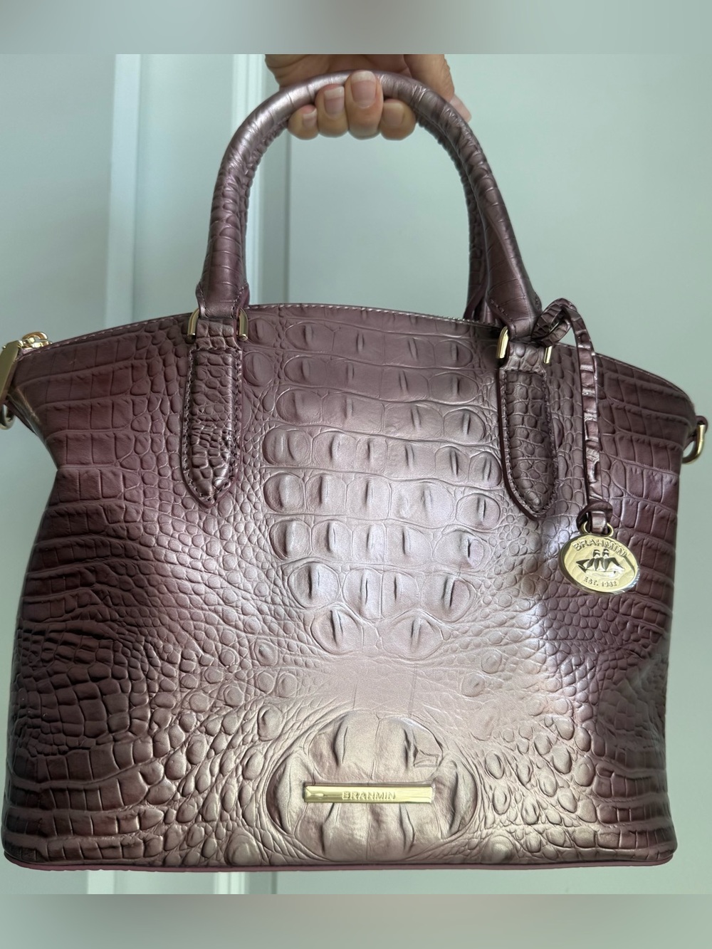 Brahmin Duxbury Satchel Mellow Rose Metallic Pink Melbourne Leather